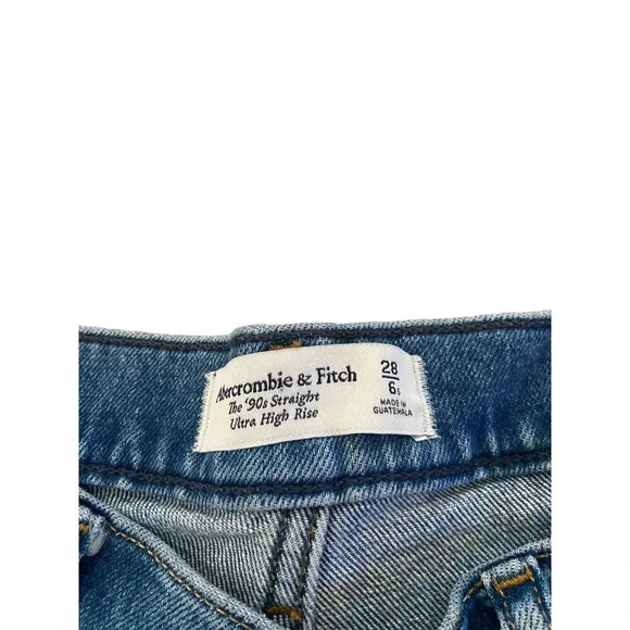 Abercrombie & Fitch The 90s Straight Ultra High Rise Denim Jeans Size 28/6s - Picture 6 of 7